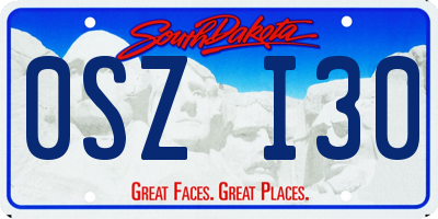 SD license plate 0SZI30