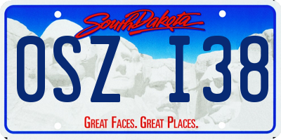 SD license plate 0SZI38