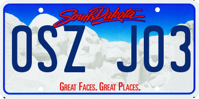 SD license plate 0SZJ03