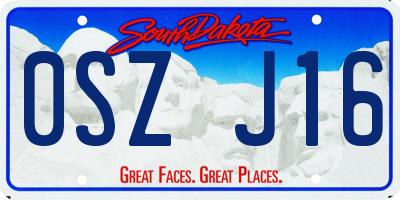 SD license plate 0SZJ16