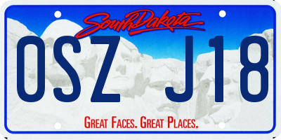SD license plate 0SZJ18