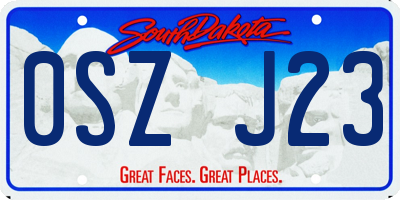 SD license plate 0SZJ23
