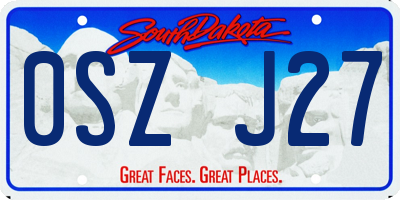 SD license plate 0SZJ27
