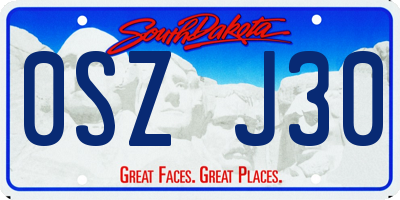 SD license plate 0SZJ30