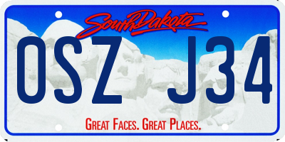 SD license plate 0SZJ34
