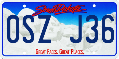 SD license plate 0SZJ36