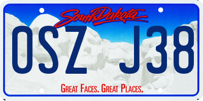 SD license plate 0SZJ38
