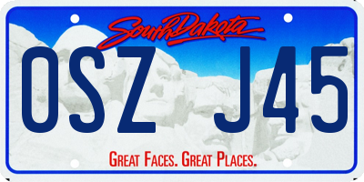 SD license plate 0SZJ45