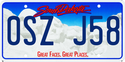 SD license plate 0SZJ58