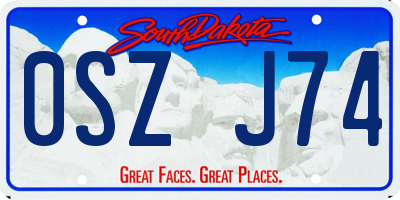 SD license plate 0SZJ74