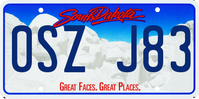 SD license plate 0SZJ83