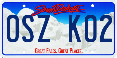 SD license plate 0SZK02