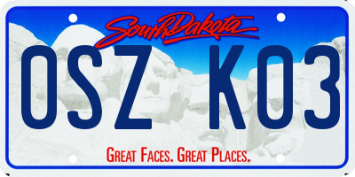 SD license plate 0SZK03