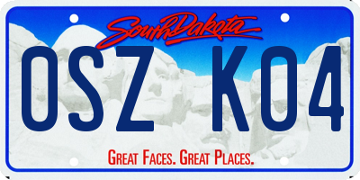 SD license plate 0SZK04
