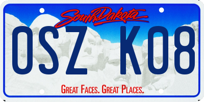 SD license plate 0SZK08