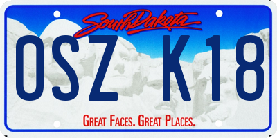 SD license plate 0SZK18