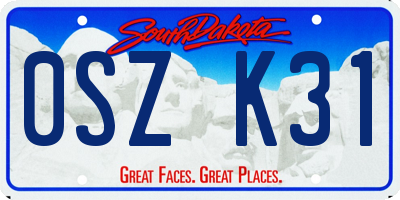 SD license plate 0SZK31