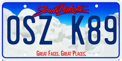SD license plate 0SZK89