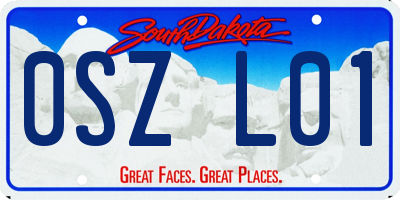 SD license plate 0SZL01