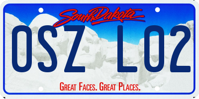 SD license plate 0SZL02