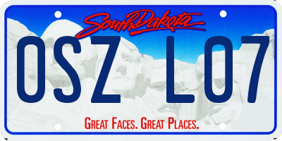SD license plate 0SZL07