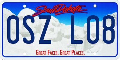 SD license plate 0SZL08