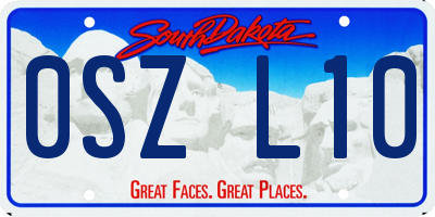 SD license plate 0SZL10