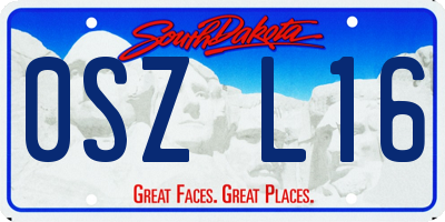SD license plate 0SZL16