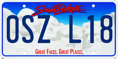 SD license plate 0SZL18