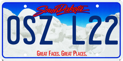 SD license plate 0SZL22