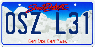 SD license plate 0SZL31