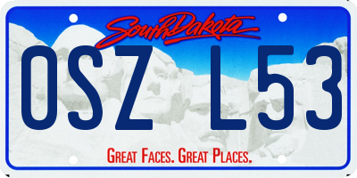 SD license plate 0SZL53
