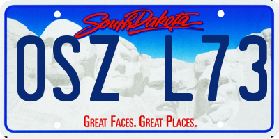 SD license plate 0SZL73