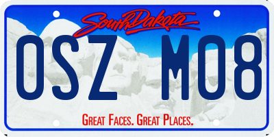 SD license plate 0SZM08
