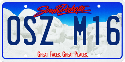 SD license plate 0SZM16