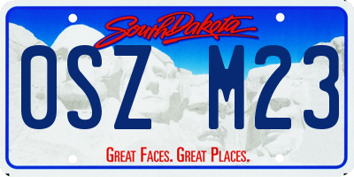 SD license plate 0SZM23