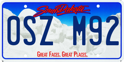SD license plate 0SZM92