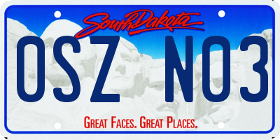 SD license plate 0SZN03
