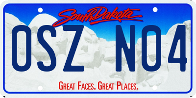 SD license plate 0SZN04