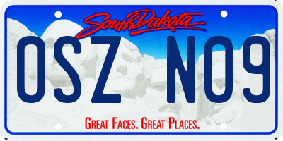 SD license plate 0SZN09