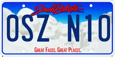 SD license plate 0SZN10