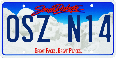 SD license plate 0SZN14