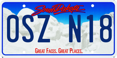 SD license plate 0SZN18