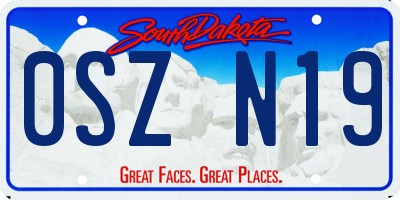 SD license plate 0SZN19