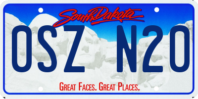 SD license plate 0SZN20