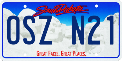 SD license plate 0SZN21
