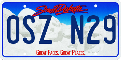 SD license plate 0SZN29
