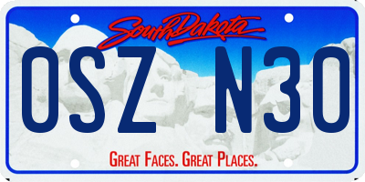 SD license plate 0SZN30