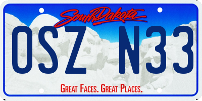 SD license plate 0SZN33