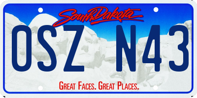 SD license plate 0SZN43